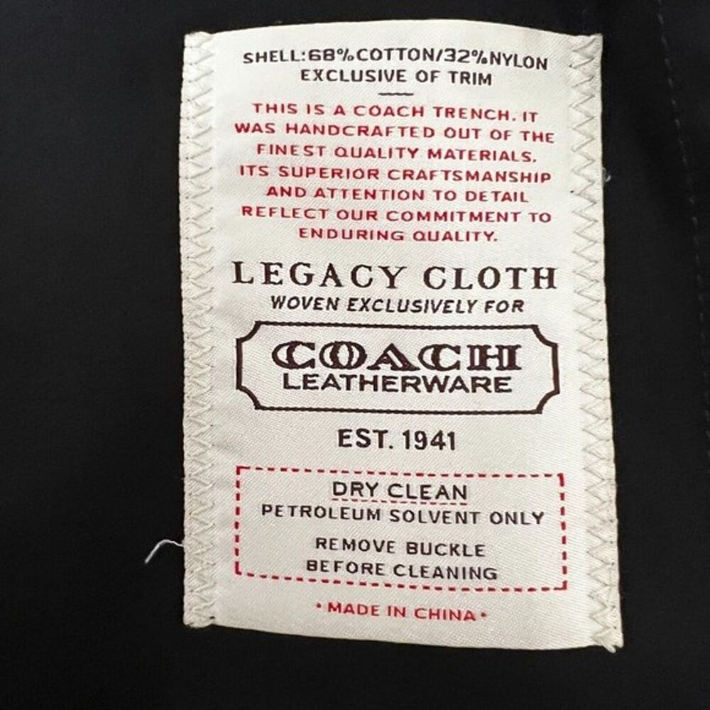 Coach 1941 Trench Coat Collared XS Navy Timeless Style - Picture 10 of 10
